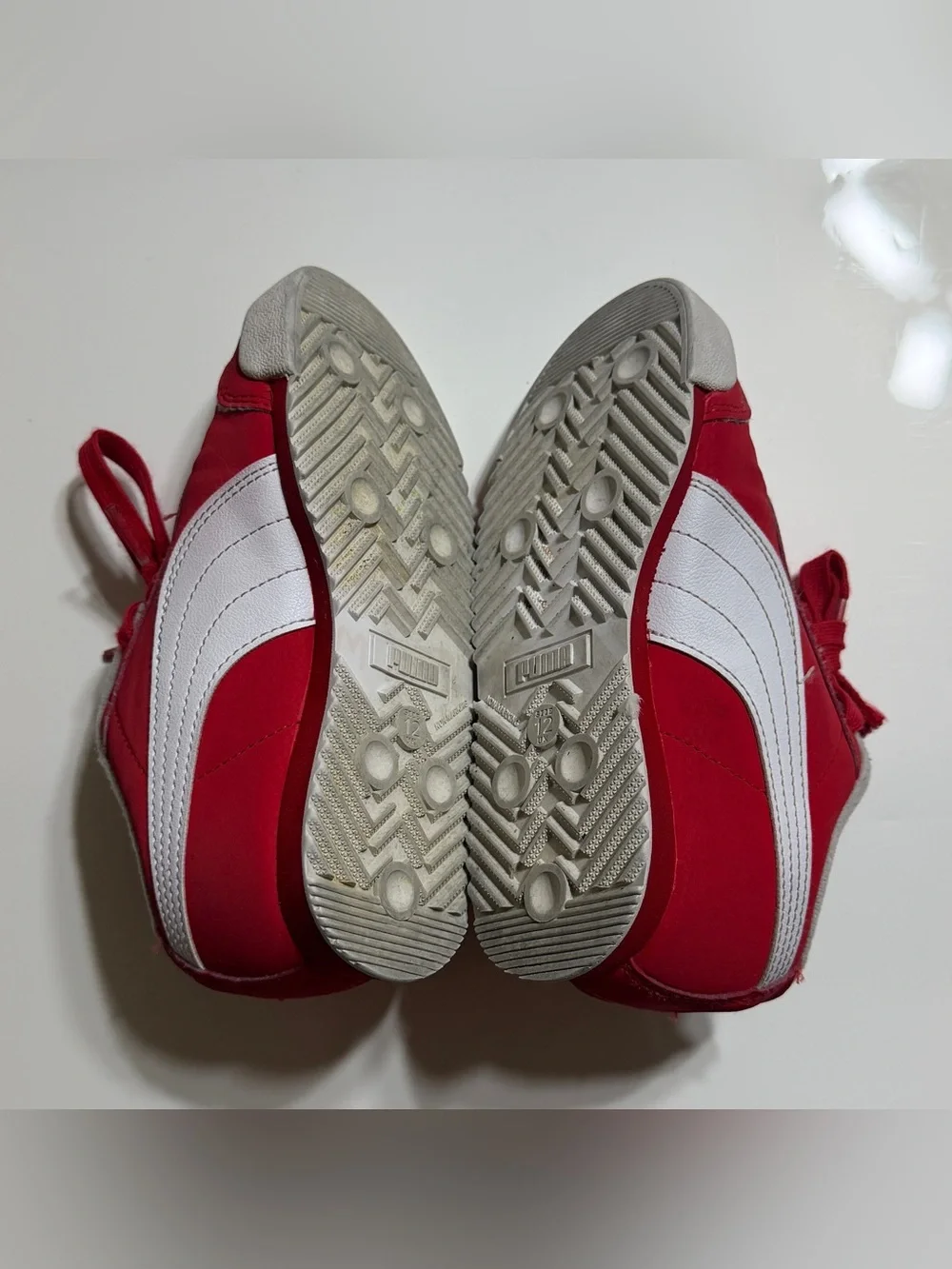 Puma Kids Red and White Roma Sneakers